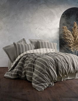 Lenjerie de pat dubla, L'essentiel Maison, Jamira, Kaki