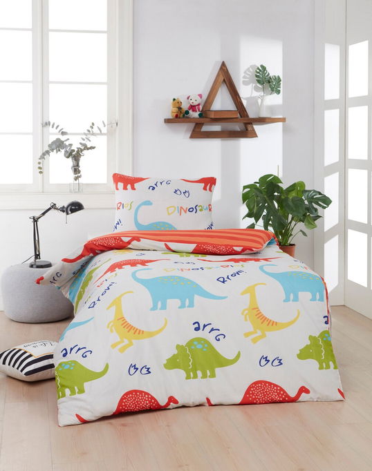 Lenjerie de pat pentru o persoana 2 piese, L'essentiel Maison, Dinazorus, 65% bumbac/35% poliester, Alb
