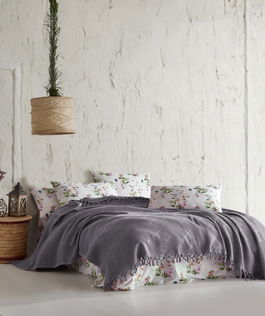 Set cuvertura pique dubla, L'essentiel Maison, Mona v2, Gri