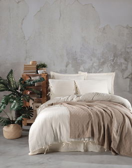 Lenjerie de pat dubla, L'essentiel Maison, Dante, Bej / Crem