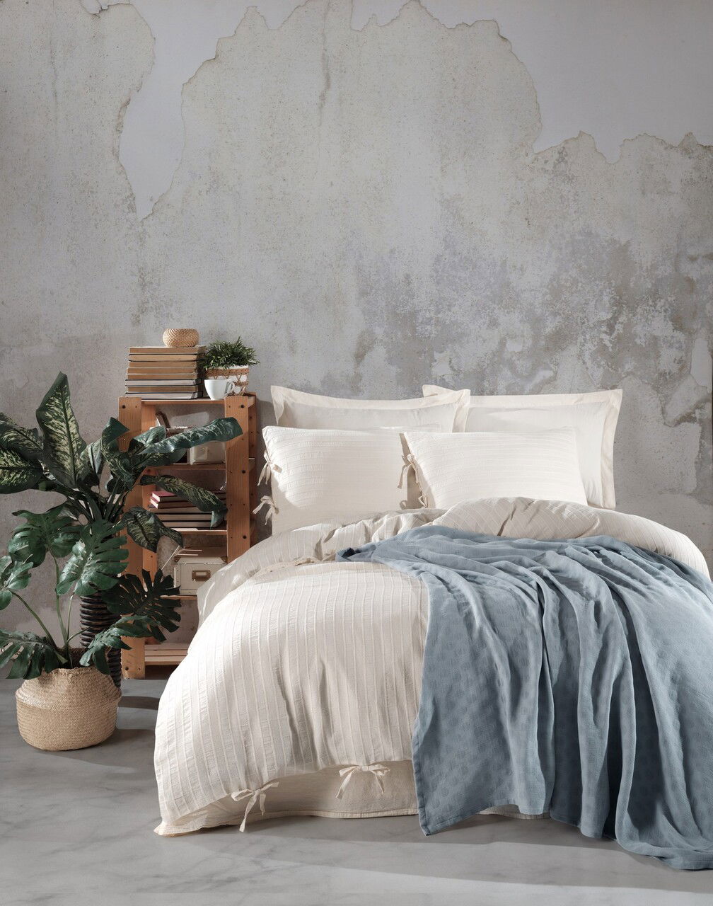 Lenjerie de pat dubla, L'essentiel Maison, Dante, Mentă / Cremă