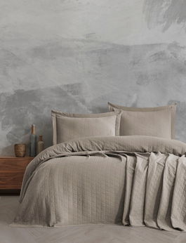 Set cuvertura de pat dubla 3 piese, L'essentiel Maison, Orella, Bej