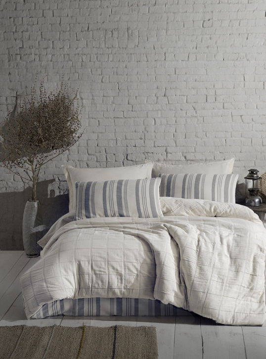 Lenjerie de pat dubla, L'essentiel Maison, Jade, Albastru navy