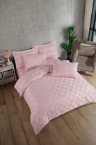 Lenjerie de pat dubla 3 piese, L'essentiel Maison, Kareli Saten, Bumbac;Poliester, Roz pudra