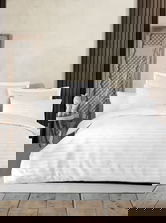 Lenjerie de pat dubla 3 piese, L'essentiel Maison, Water Yollu Saten, Bumbac;Poliester, Alb