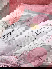 Lenjerie de pat dubla, 4 piese, 200x220 cm, 100% bumbac ranforce, Cotton Box, Senora, roz pudra