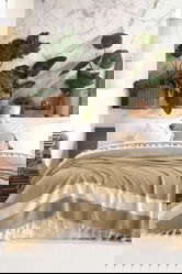 Cuvertura Double Pique, 200x230 cm, 100% bumbac, Seritli, Viaden, galben mustar