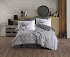 Lenjerie de pat dubla 4 piese, L'essentiel Maison, Arianna, Gri