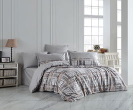 Lenjerie de pat dubla 4 piese, L'essentiel Maison, Lucia, Gri