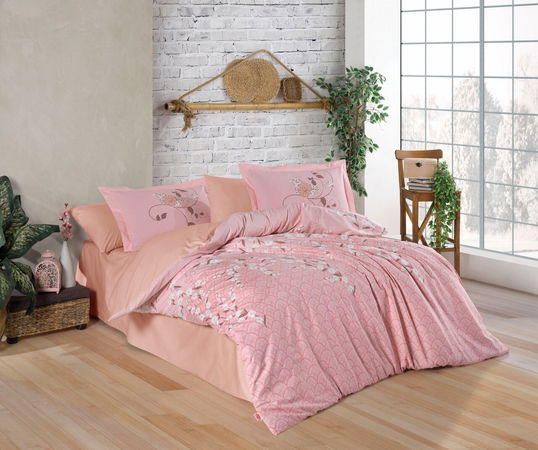 Lenjerie de pat dubla 4 piese, L'essentiel Maison, Missy, Roz pudra