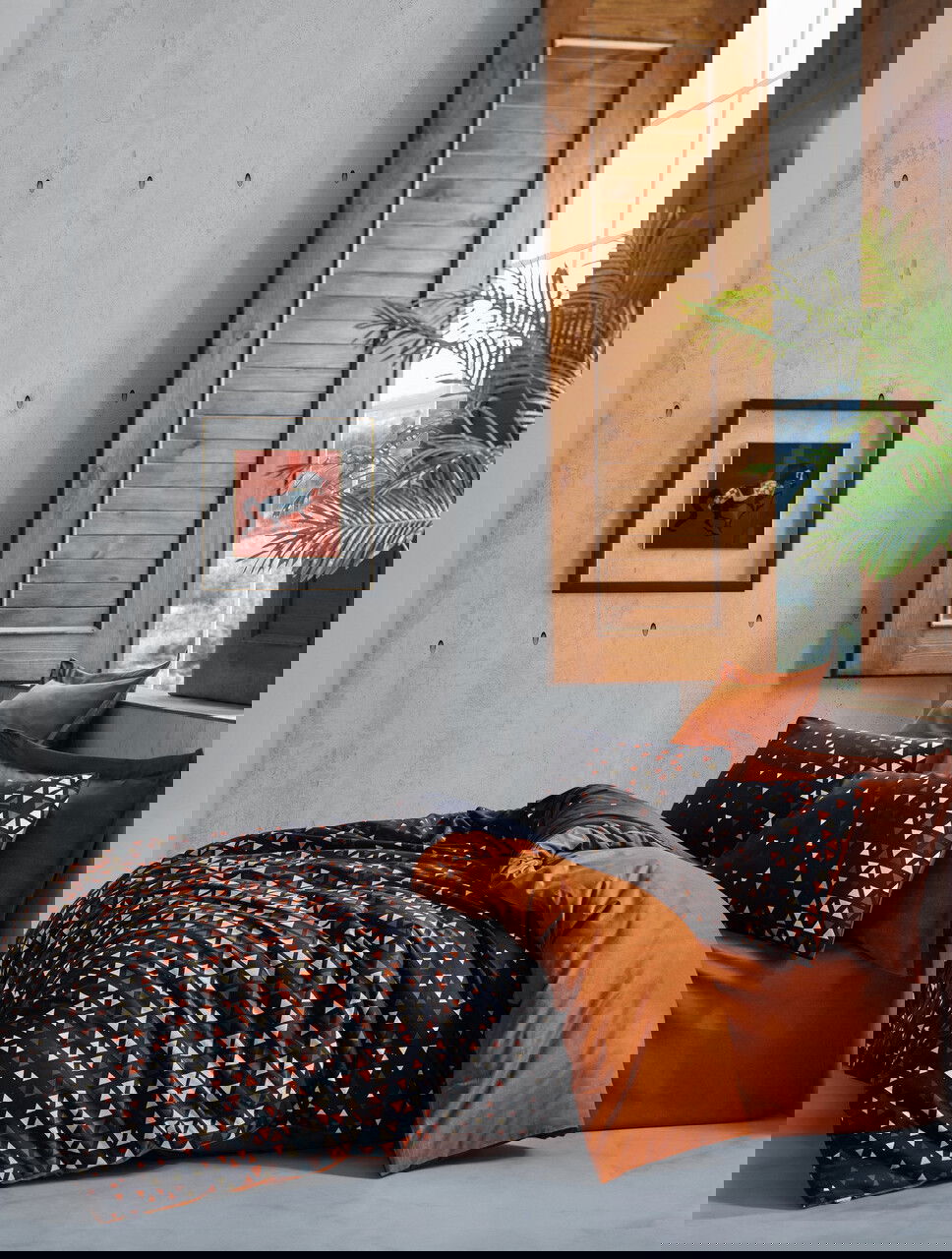 Lenjerie de pat pentru o persoana, L'essentiel Maison, Colin, Cinnamon / Black