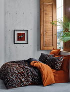 Lenjerie de pat pentru o persoana, L'essentiel Maison, Colin, Cinnamon / Black