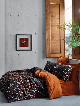 Lenjerie de pat pentru o persoana, L'essentiel Maison, Colin, Cinnamon / Black