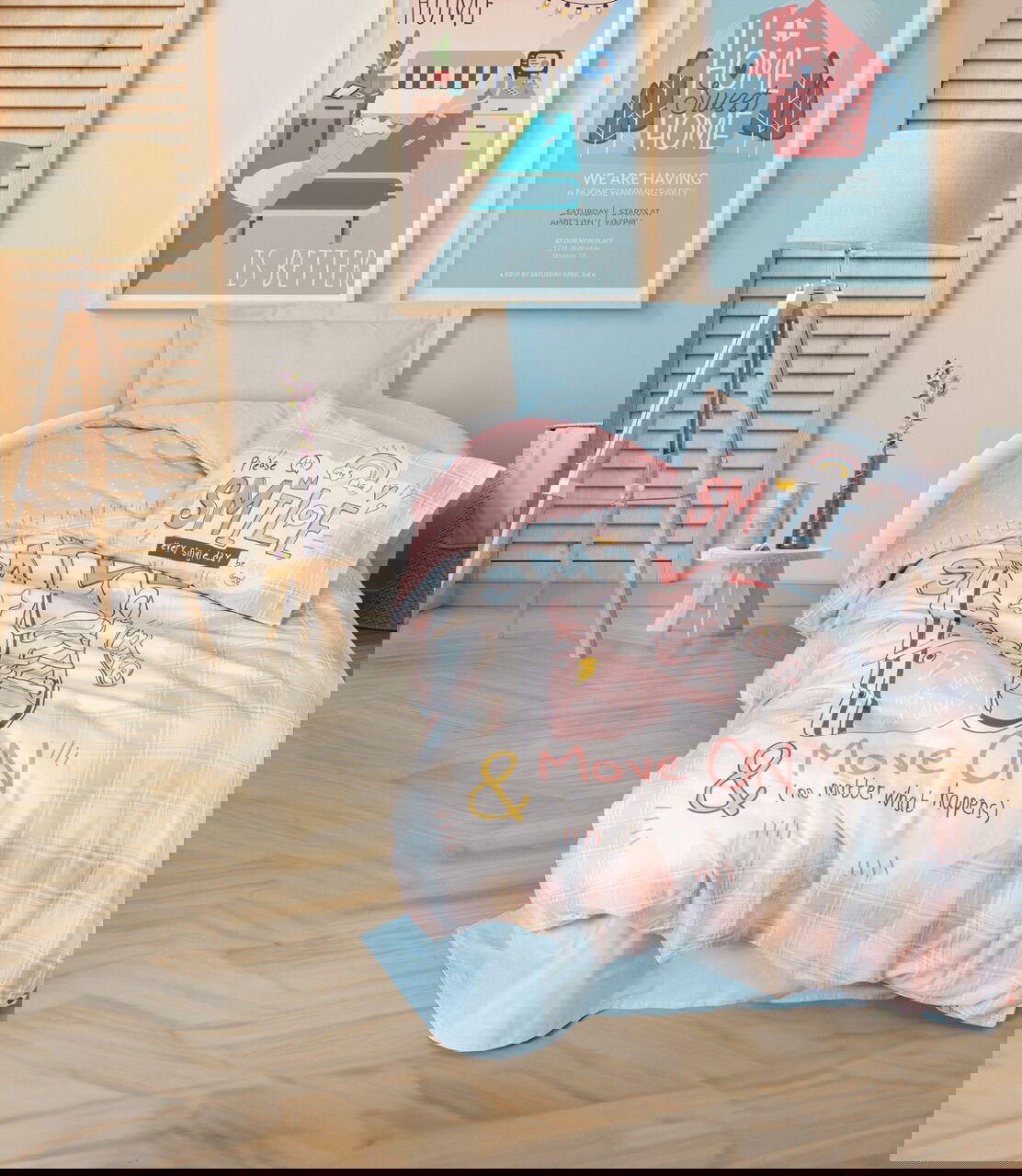 Lenjerie de pat pentru o persoana Young, L'essentiel Maison, Smile, Verde menta