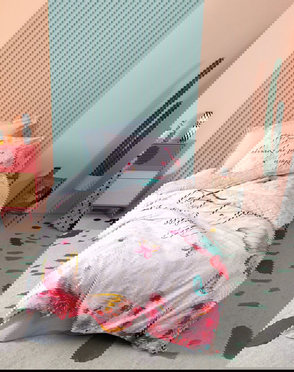 Lenjerie de pat pentru o persoana Young, L'essentiel Maison, Wings, Verde menta