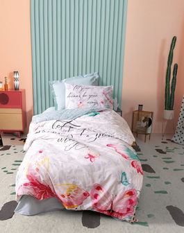 Lenjerie de pat pentru o persoana Young, L'essentiel Maison, Wings, Verde menta