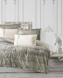 Lenjerie de pat dubla, L'essentiel Maison, Sendero, Kaki / Ecru