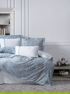 Lenjerie de pat dubla, L'essentiel Maison, Stilla, Albastru/Alb