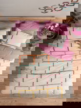 Lenjerie de pat dubla, L'essentiel Maison, Insula, Roz Pădure / Crem / Mentă / Portocaliu / Muștar