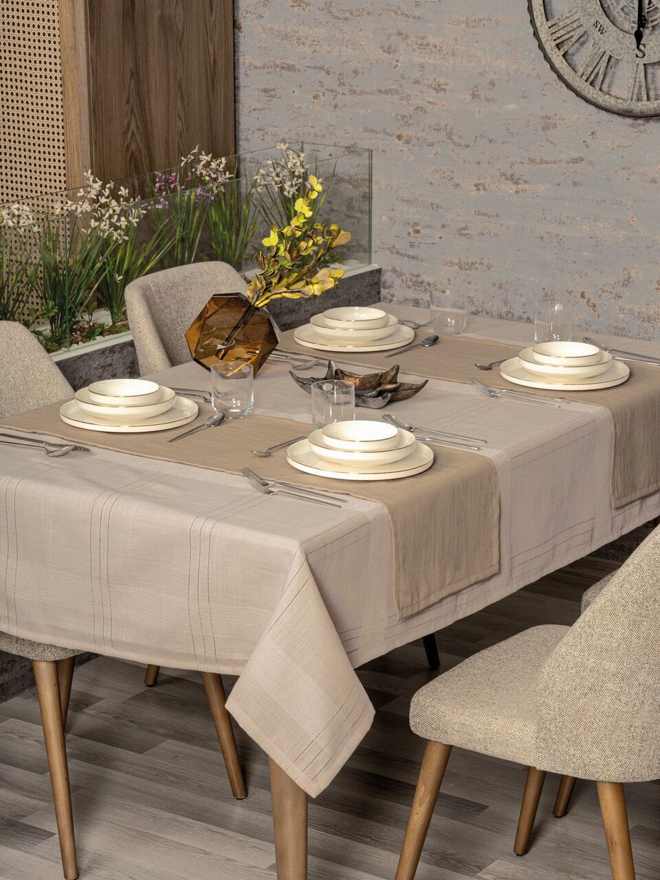 Set fete de masa 2 piese, L'essentiel Maison, Jasmine 160, Bej