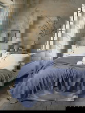 Set cuvertura pique dubla, L'essentiel Maison, Cora, Albastru indigo