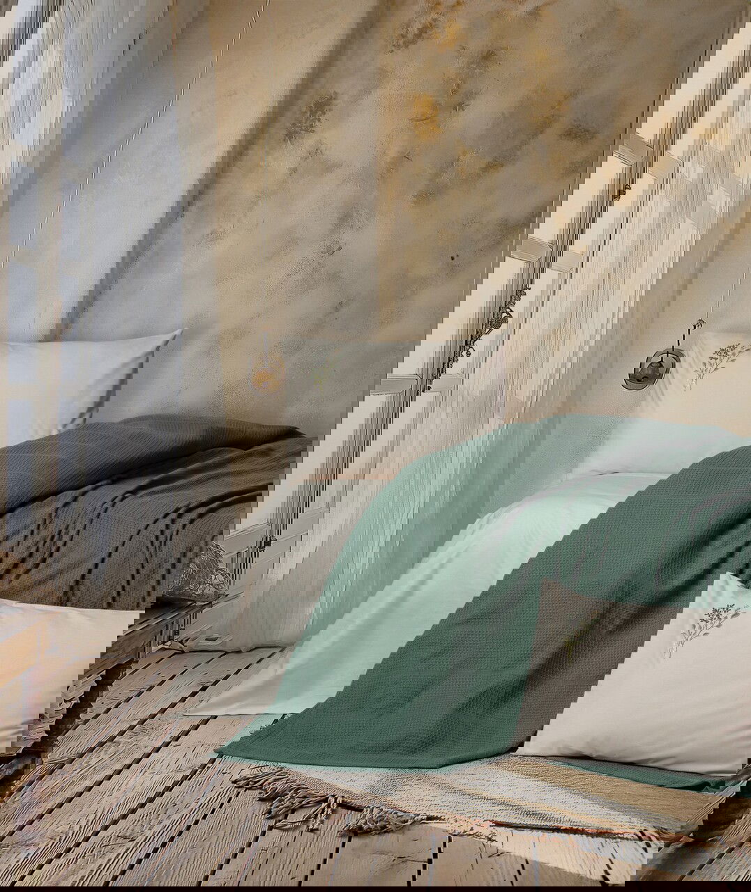 Set cuvertura pique Single, L'essentiel Maison, Sophia, Verde