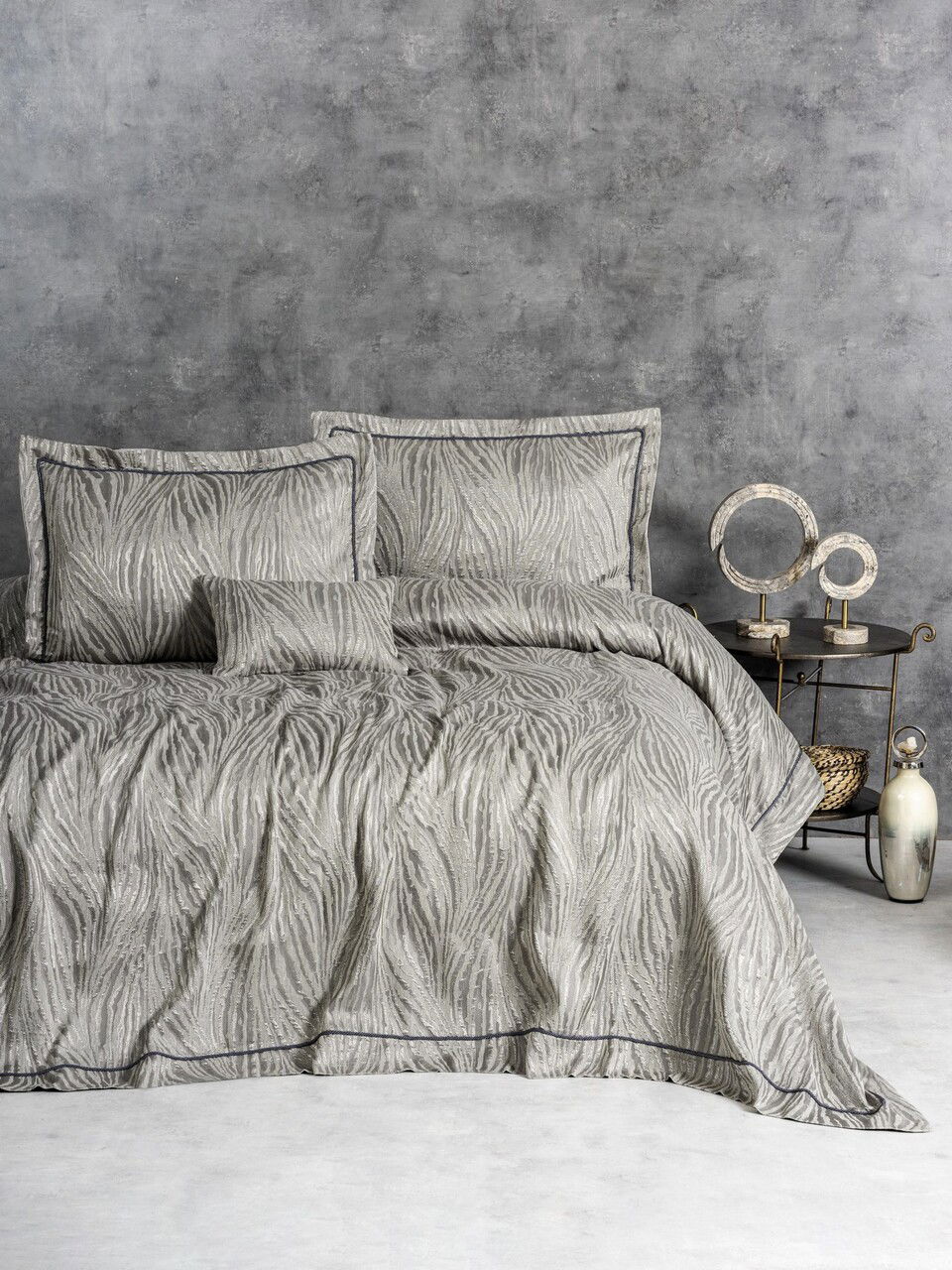 Set cuvertura de pat dubla 3 piese, L'essentiel Maison, Kaylan, Bej