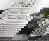 Set cuvertura Single 160x220 cm, 2 piese, L'essentiel Maison, Hook, 65% bumbac/35% poliester, Gri/Alb