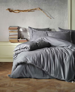 Lenjerie de pat dubla, L'essentiel Maison, Austin v2, Gri inchis