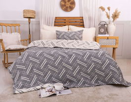 Set cuvertura de pat dubla 3 piese, L'essentiel Maison, Stella, Gri