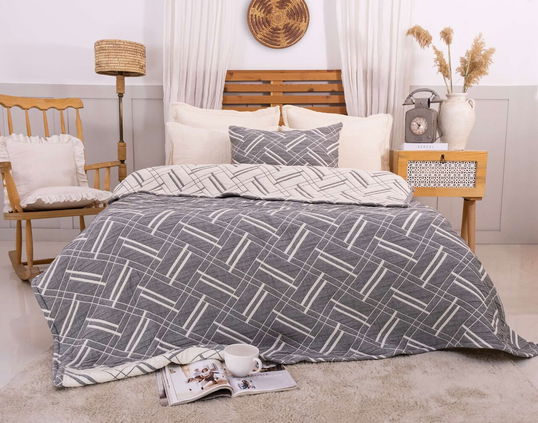 Set cuvertura de pat dubla 3 piese, L'essentiel Maison, Stella, Gri