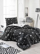 Lenjerie de pat pentru o persoana, L'essentiel Maison, Halley, 65% bumbac/35% poliester, Alb/Negru