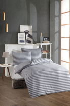 Lenjerie de pat pentru o persoana 2 piese, L'essentiel Maison, Water Yollu Saten, Bumbac;Poliester, Gri deschis