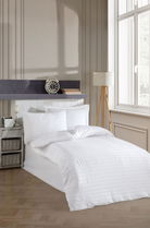 Lenjerie de pat pentru o persoana 2 piese, L'essentiel Maison, Water Yollu Saten, Bumbac;Poliester, Alb
