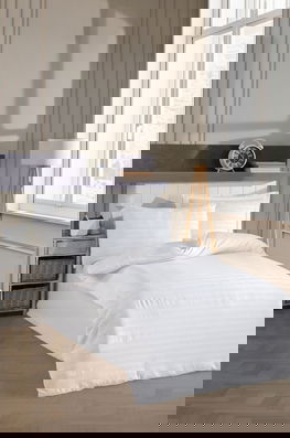 Lenjerie de pat pentru o persoana 2 piese, L'essentiel Maison, Water Yollu Saten, Bumbac;Poliester, Alb