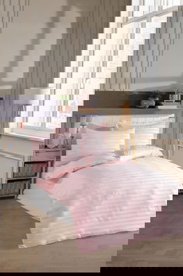 Lenjerie de pat pentru o persoana 2 piese, L'essentiel Maison, Water Yollu Saten, Bumbac;Poliester, Roz pudra