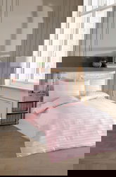 Lenjerie de pat pentru o persoana 2 piese, L'essentiel Maison, Water Yollu Saten, Bumbac;Poliester, Roz pudra