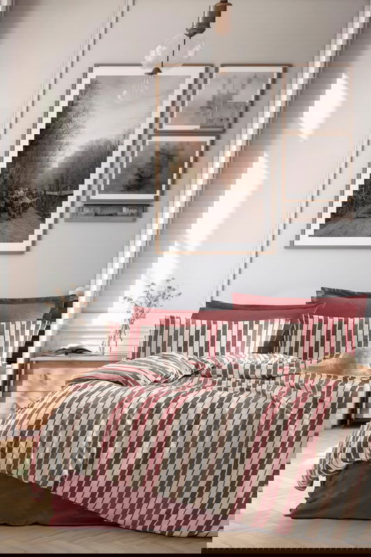 Lenjerie de pat dubla, L'essentiel Maison, Monaco, Bumbac;Poliester, Rosu claret