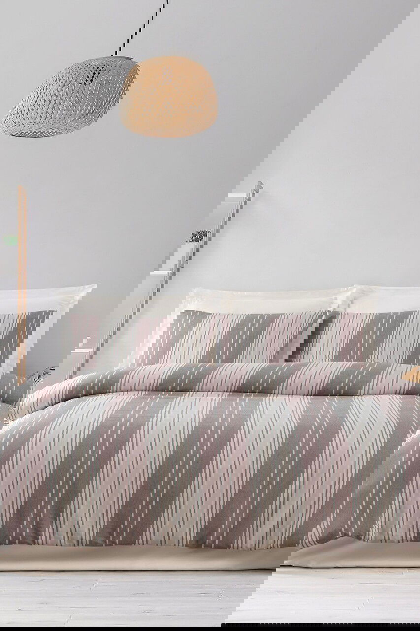 Lenjerie de pat dubla 3 piese, L'essentiel Maison, Lima, Bumbac;Poliester, Maro / Bej