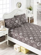 Set de pat pentru o persoana (cearceaf cu elastic si perna) 2 piese, L'essentiel Maison, Amaour, 65% bumbac/35% poliester, Maro/Alb