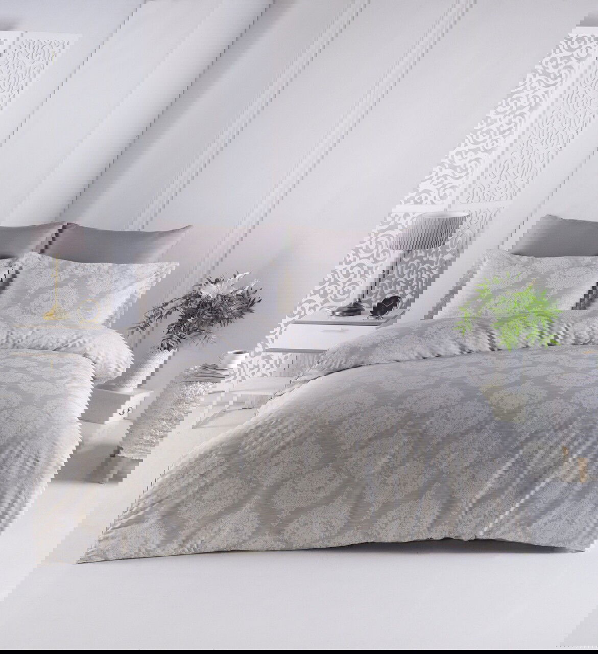 Lenjerie de pat dubla, L'essentiel Maison, Lina, Maro/Alb