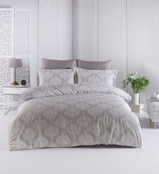 Lenjerie de pat dubla, L'essentiel Maison, Lina, Maro/Alb