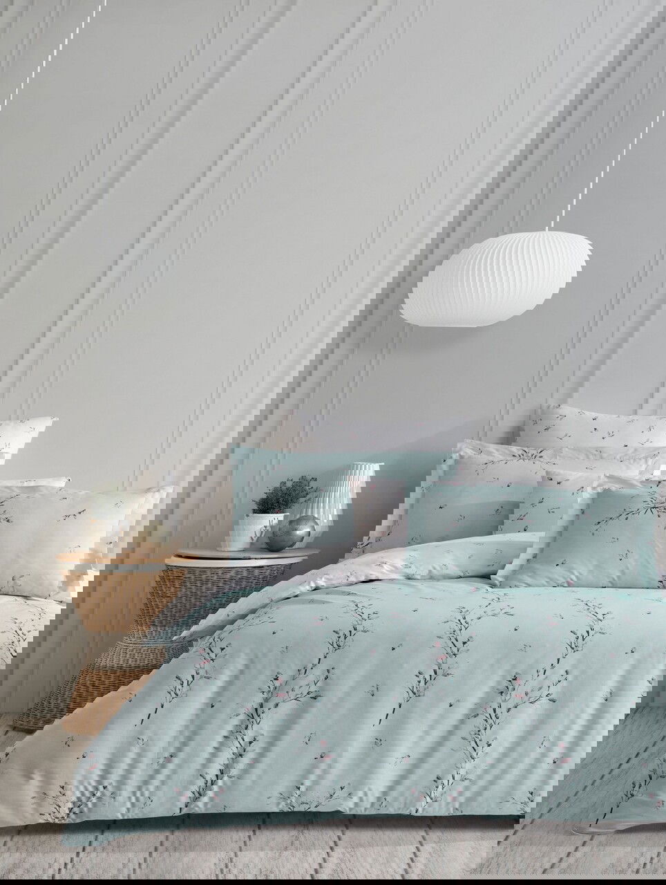 Lenjerie de pat pentru o persoana, L'essentiel Maison, Mayda, Verde / Alb / Roz / Mentă