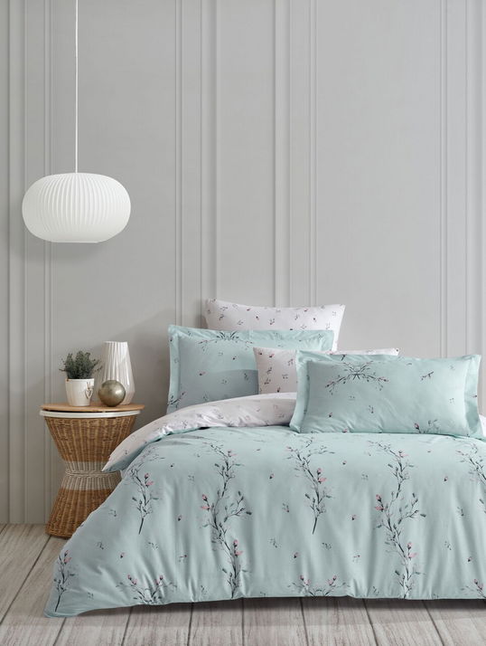 Lenjerie de pat pentru o persoana, L'essentiel Maison, Mayda, Verde / Alb / Roz / Mentă