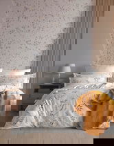 Lenjerie de pat dubla, L'essentiel Maison, Aqua, Alb / Gri / Portocaliu