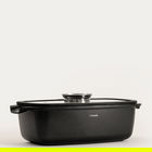 Tava cu capac Darren, Homla, 32x22x10.5 cm, 4 L, aluminiu/sticla/silicon, negru