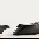 Tava cu capac Darren, Homla, 32x22x10.5 cm, 4 L, aluminiu/sticla/silicon, negru