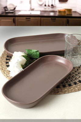 Set platouri servire, Keramika, 275KRM1887, Ceramica , Nu absoarbe apa, Grej