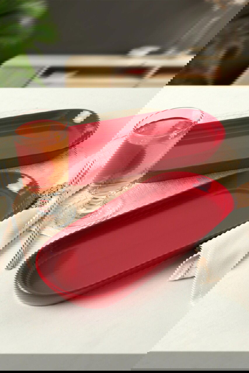 Set platouri servire, Keramika, 275KRM1886, Ceramica , Nu absoarbe apa, Rosu