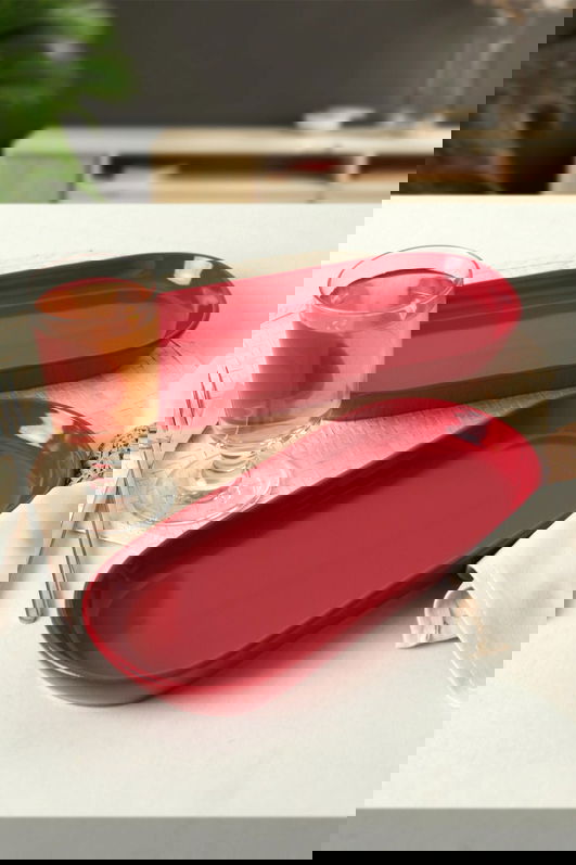 Set platouri servire, Keramika, 275KRM1886, Ceramica , Nu absoarbe apa, Rosu